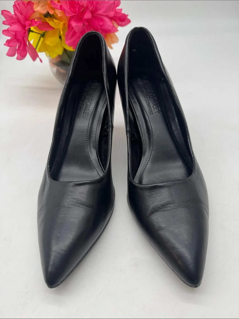 Cynthia Rowley Black Pointed-Toe Leather Pumps Size 9.5 BHE10117E